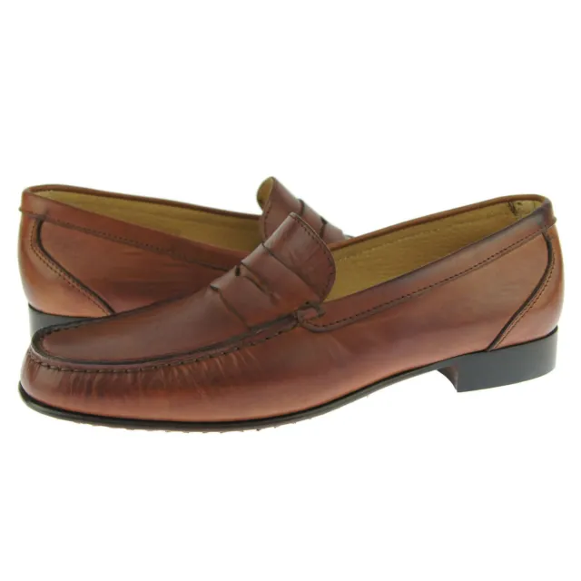 Alex D "Lexington" Penny Loafer, Men's Dress/Casual Leather Shoes, Cognac