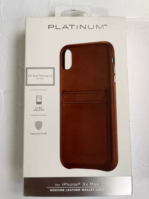 Platinum SB Foot tanning Leather Folio Wallet Case for iPhone XS max brown