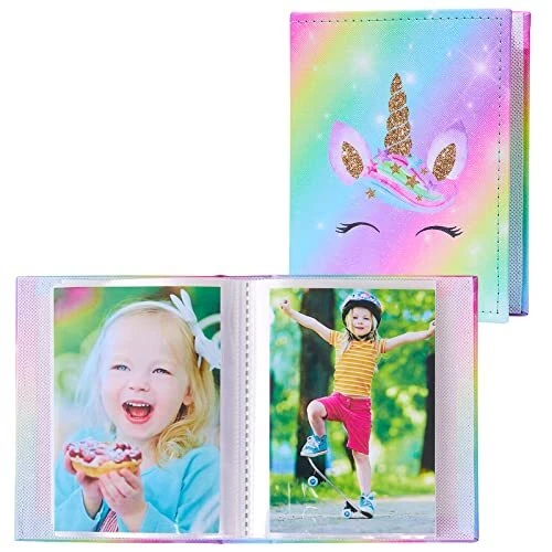 2 álbumes de fotos pequeños 4x6, mini álbumes de fotos contienen 52 fotos lindo arco iris