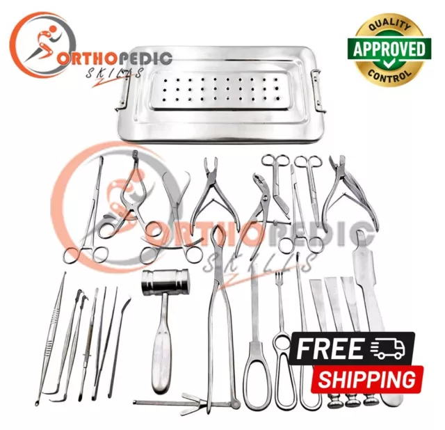 Basic Orthopedic Surgery Set of 25 PCS of Surgical Instruments With Box