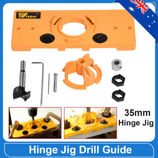 Concealed Hinge Jig Boring Hole Drill 35mm Guide +Cutter Bit Set For Kreg System
