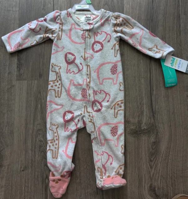 Child Of Mine By Carters Baby Girl Fleece Footed Sleeper Pajamas Size 6-9 Months