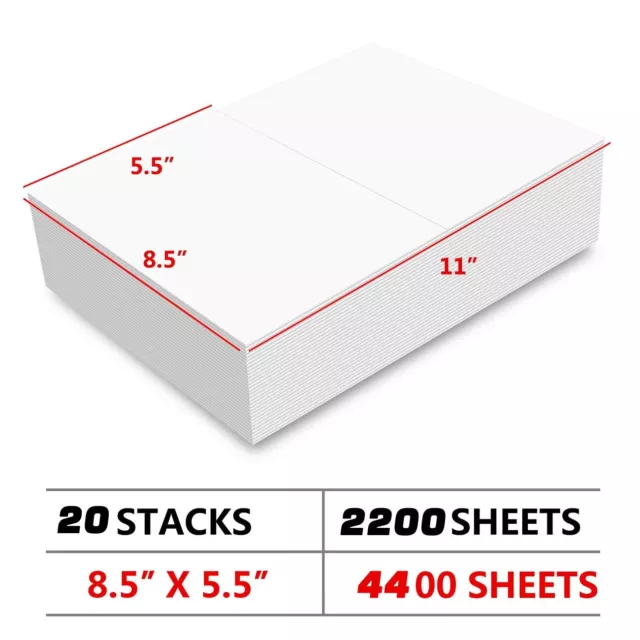 1000-4000 Premium 8.5X 5.5" Half Sheet Self Adhesive Shipping Labels 2 Per Sheet