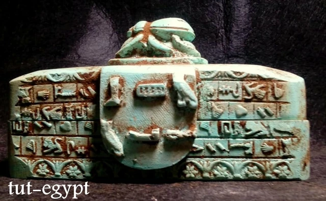 RARE ANTIQUE ANCIENT EGYPTIAN King Tutankhamun Statue Box scarab Khepri ...