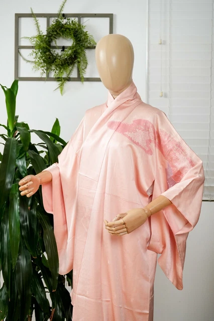 Dear Vanilla Japanese Silk Kimono Women's Robe Gown Authentic Japan Vintage Mint 2