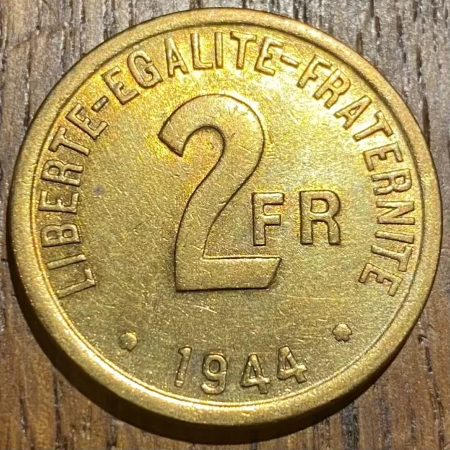 Magnifique Piece De 2 Francs Philadelphie 1944 France Libre (1100)