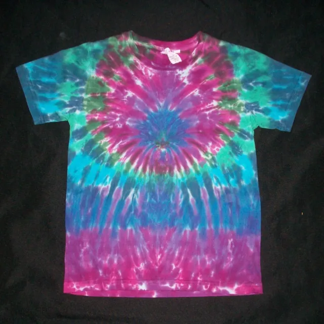 Organic Tie Dye Child T-Shirt 6 Peacock Sunburst Hippie Kids Tye Dyed Fair Trade