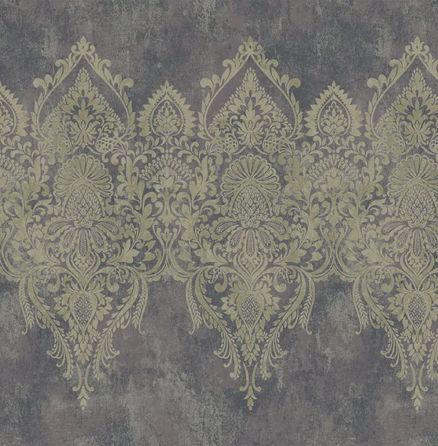 Tapete, Designtapete, Ornamente, floral, VLIES, Gold, Violett, Creme, Schimmer