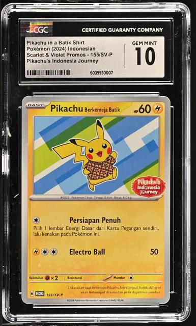 2024 POKEMON SV-P Pikachu Indonesia Batik Shirt #101 PSA 10