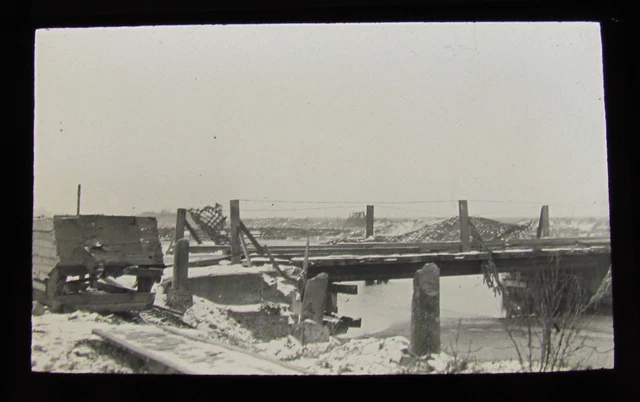 Glass Magic lantern slide YSER CANAL CIRCA WW1 WORLD WAR ONE
