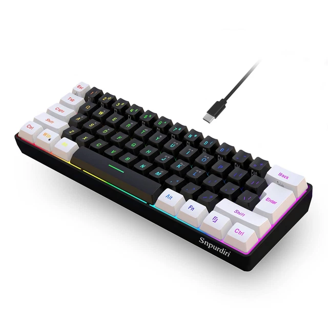 60% Wired Gaming Keyboard Small RGB Backlit Membrane Gaming Keyboard