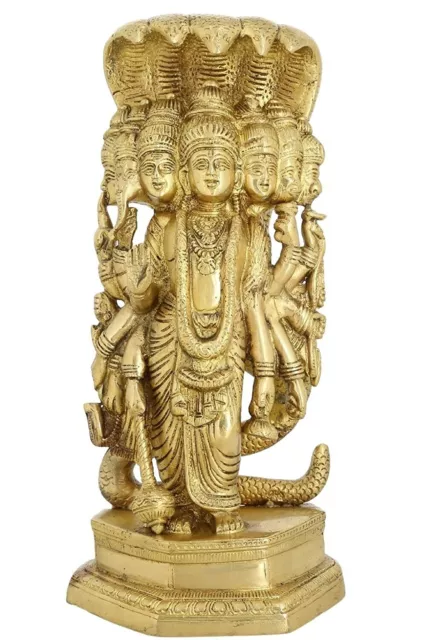 Hindu God Lord Vishnu 7 Headed in His Cosmic Idol Sculpture Statue Figurine