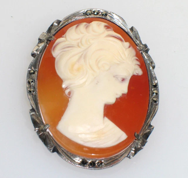 Camée Ancien Pendentif & Broche - Poinçon Argent - Bijouterie Bouancheau - Occasion