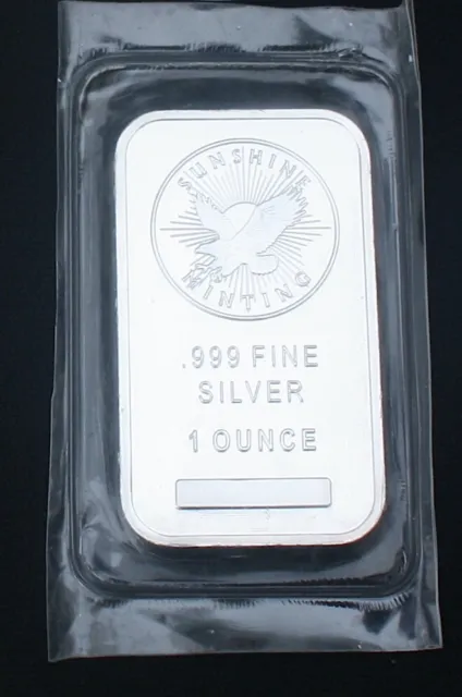 Bar Fine Silver 999 1oz Sunshine Minting Eagle Design Bullion Investment Stacker