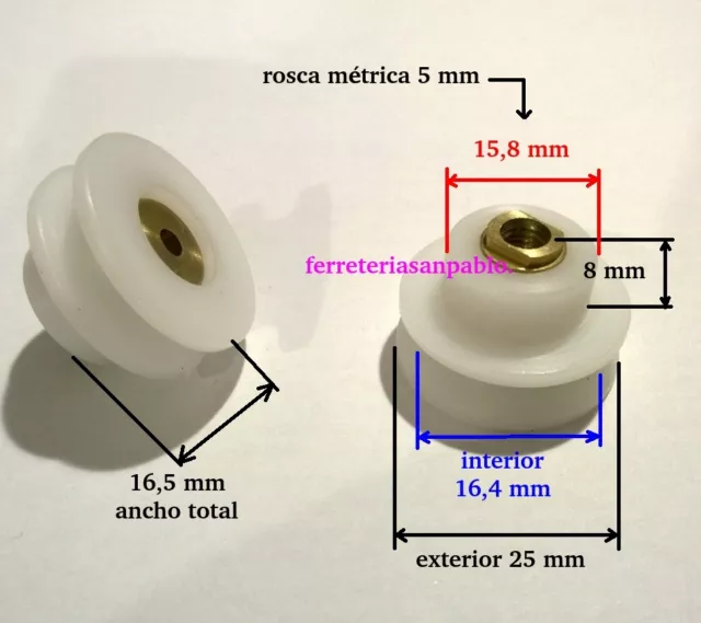 6 RUEDAS DE MAMPARA 25 mm (ruletas rodamientos o para ventanas rueda rodamiento