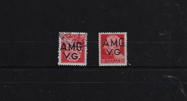 VENEZIA GIULIA 1945 20c FINE USED WITH INVERTED OVERPRINT PLUS MNH NORMAL