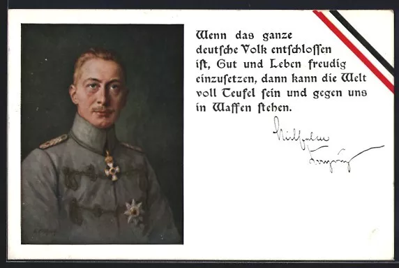 AK Kronprinz Wilhelm von Preußen in Uniform, Wenn das ganze deutsche Volk...