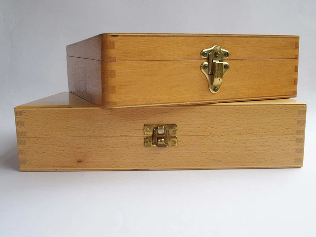 2x Wooden 35mm Slide Storage Boxes - hold 205 slides