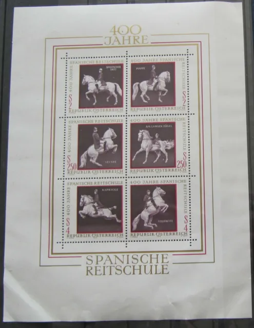 Österreich 1972 Briefmarken Block 400 Jahre Spanische Reitschule postfrisch