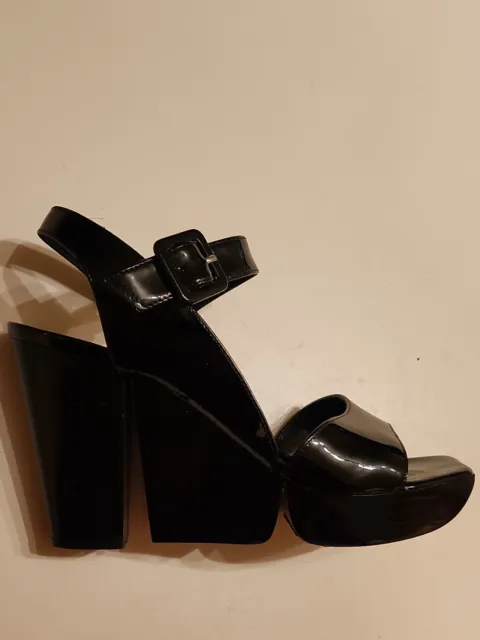 Robert Clergerie Womens Slingback Peep Toe Square Heel Black Size 5.5