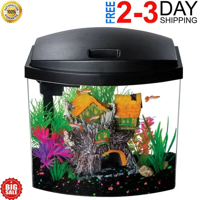 Aquatic Starter Kit Fish Tank Aquarium, Clear Acrylic, 2.5 Gallons
