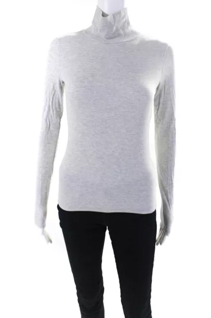 Joah Brown Womens Gray Ribbed Turtleneck Long Sleeve Knit Top Size S/M