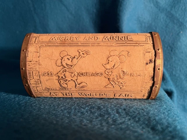 Worlds Fair 1933 Disney Mickey & Minnie Treasure Chest Bank - No Key