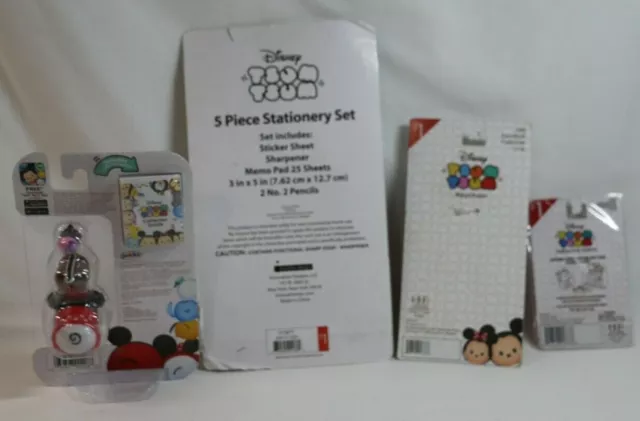 Disney Tsum Tsum Lot Minnie CHIP Bing Bong Stackables, Mickey Mouse Patch, Desk- 3