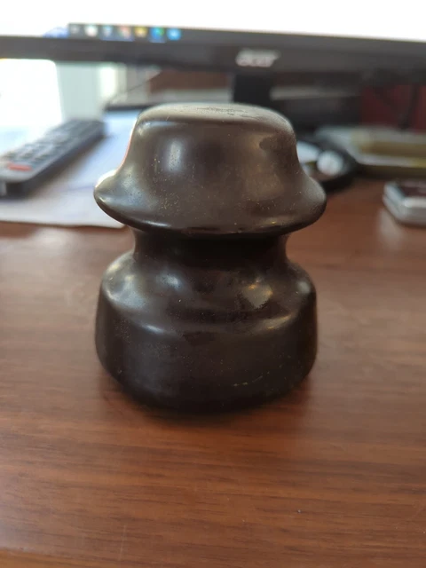 Vintage Ceramic unmarked Electric Porcelain Insulator dome Top brown