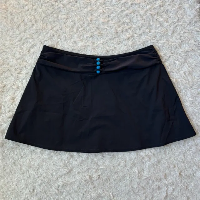 NWT Karla Colletto Women's Medium Navy Blue Swim Skirt With Blue Bead Details