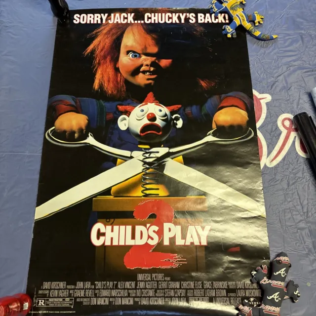 Vintage 1990 Child's Play 2 Chucky's Back Film Movie Universal Poster 27 x 41