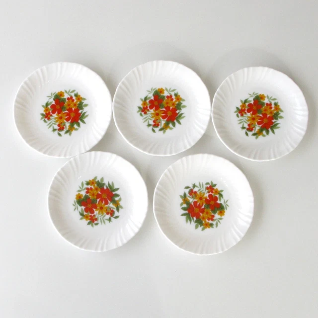PLAT ROND et 6 ASSIETTES dessert RONSARD fleurs arcopal France 3974 - Vendu
