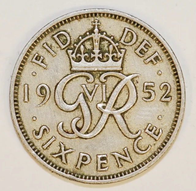 1952 George VI Sixpence Very Fine Condition Scarce Date