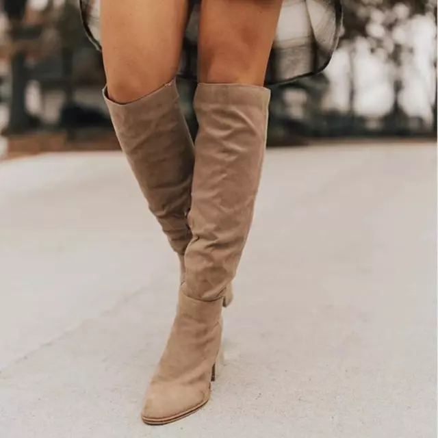 Botas De Tacón Alto Para Mujeres Zapatos Hasta La Rodilla Invierno Moda Elegante