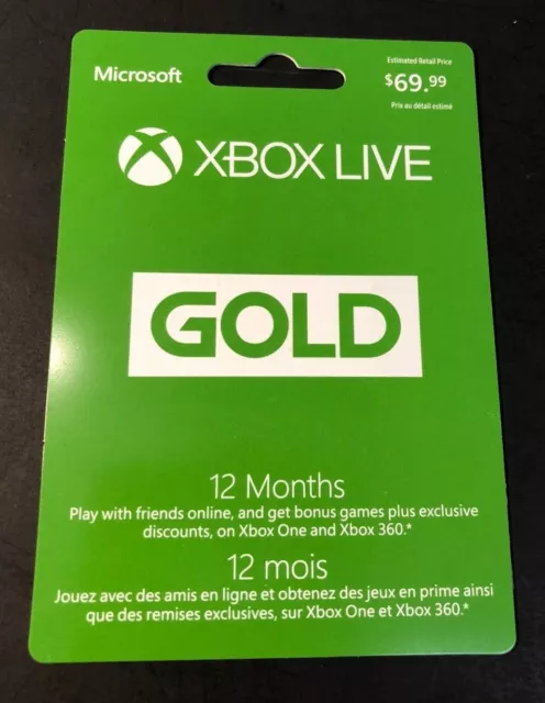 Microsoft XBOX LIVE GOLD Membership 12-Month Card NEW