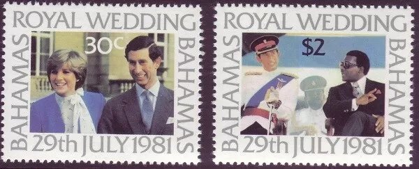 1981 Bahamas Prince Charles & Lady Diana Royal Wedding Set SG 586 and 587 UM