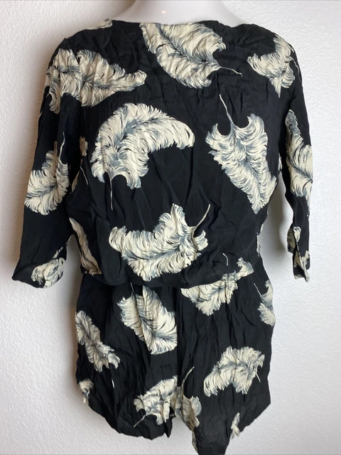 Motel Womens Black Feather Romper Size XL