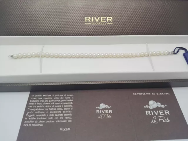 Bracciale "River" in perle d'acqua dolce e oro bianco 18 kt