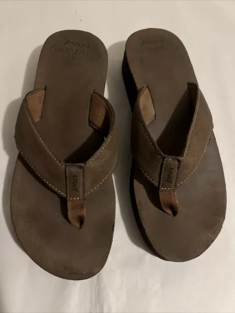 Reef Flip Flops Womens Brown Suede Cushion Thong Platform Sandals Sz 8