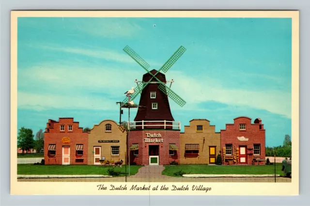 Holland MI-Michigan, Dutch Market Place, Windmill, Vintage Postcard