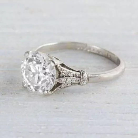 2.00Ct Art Deco Round Moissanite Vintage Engagement 925 Sterling Silver Ring