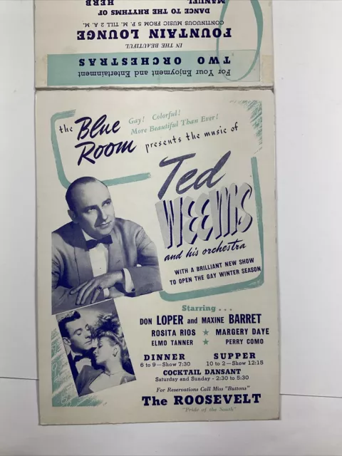 1940s The Blue Room New Orleans Rare Advertisement Ted Weems Don Loper