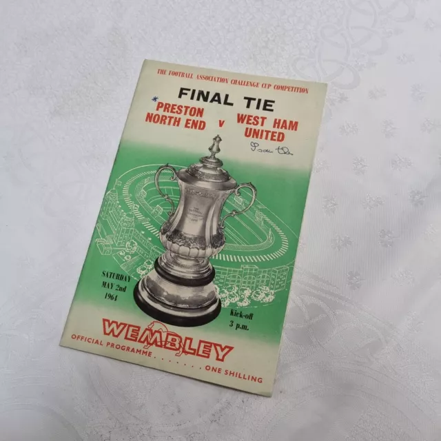 Preston North End vs West Ham  FA Cup Final Match Programme 1964