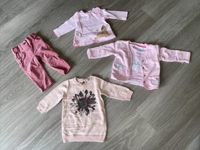 Bundle Baby Tops Trousers 6-9m Pink Bunny Bambi Set Disney Next corduroy poppers