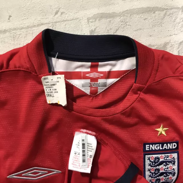 ENGLAND National Team Football Shirt - Long Sleeve - 2006 to 2008 - Small - Away 3