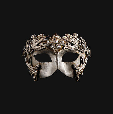 Mask from Venice Colombine Barocco Grifone Silver Authentic Paper Mache 433