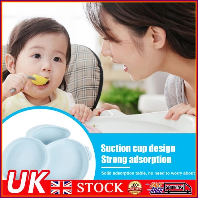 Cartoon Children Dishes Silicone Baby Feeding Dishes Baby Cutlery (Light Blue)