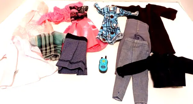 12 Vintage Barbie & Ken Clothes Dresses, Pants, Jacket, Skirt, Lab Coat,Top