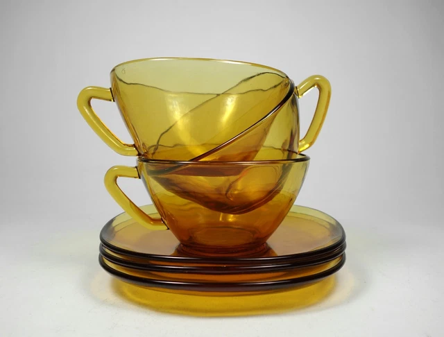 Vereco Francia Bernstein vaso taza de café vintage vaso ámbar taza de café