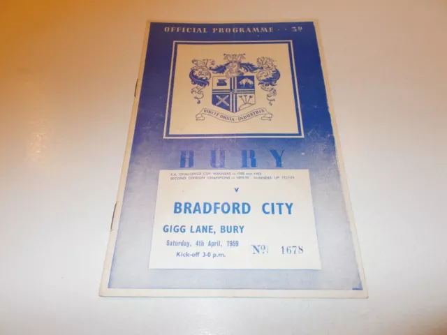 Bury v Bradford City 58/59